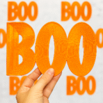 BOO Orange Halloween Sequin Patches - Image 2